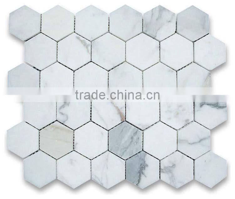MM-CV245 Low price wall designs natural stone 25mm hexagon marble mosaics