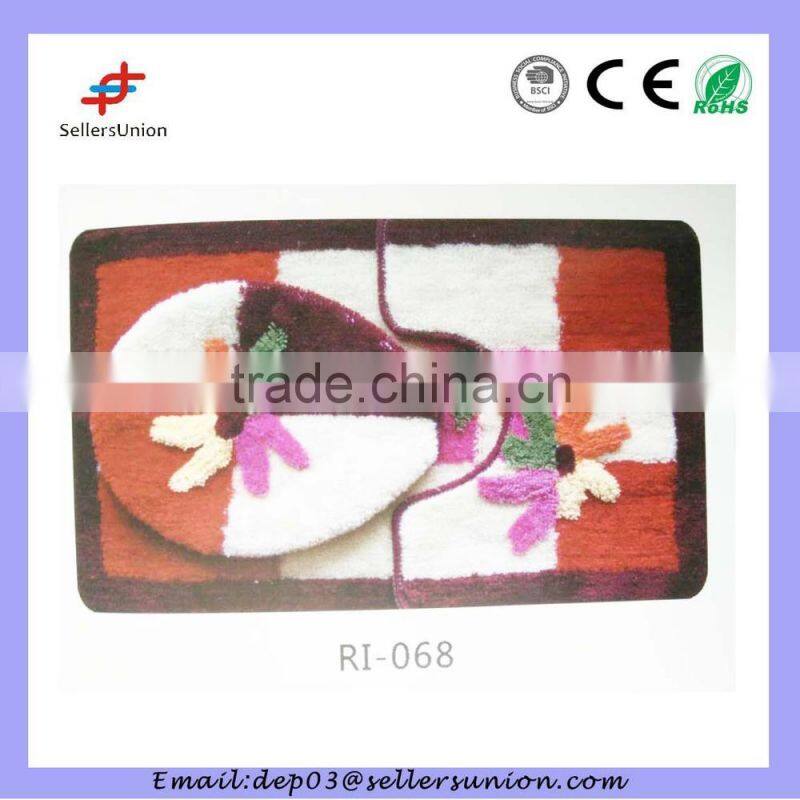 3pcs bathroom mat anti-slip with toliet seat cover