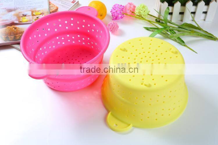 Food grade fruit silicone basket foldable silicone drain basket