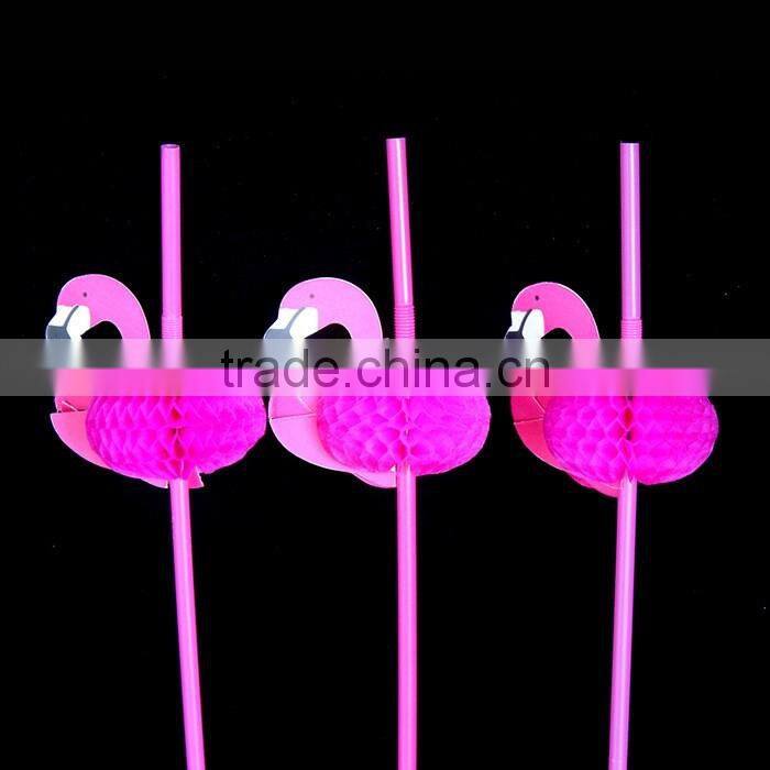 China Supplied Party Decoration Tissue Paper Flamingo Plastic Drinking Straw Flexible
