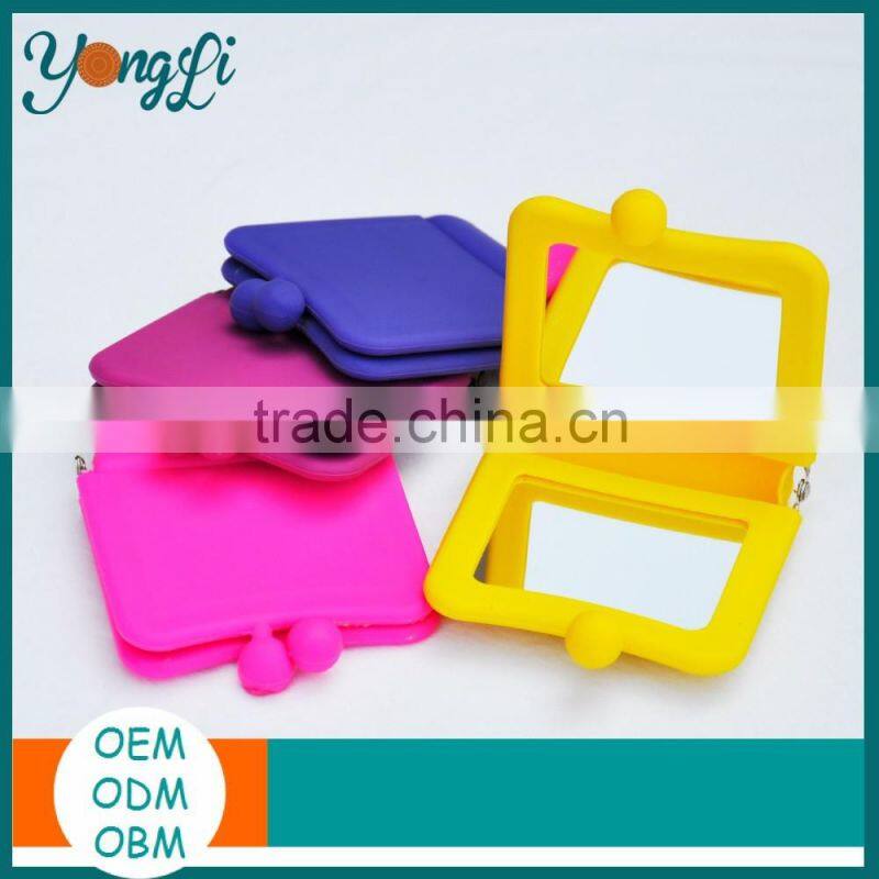 Hot Sales Silicone Metal Pocket Mirror Cosmetic Wedding Gift Pocket Mirror