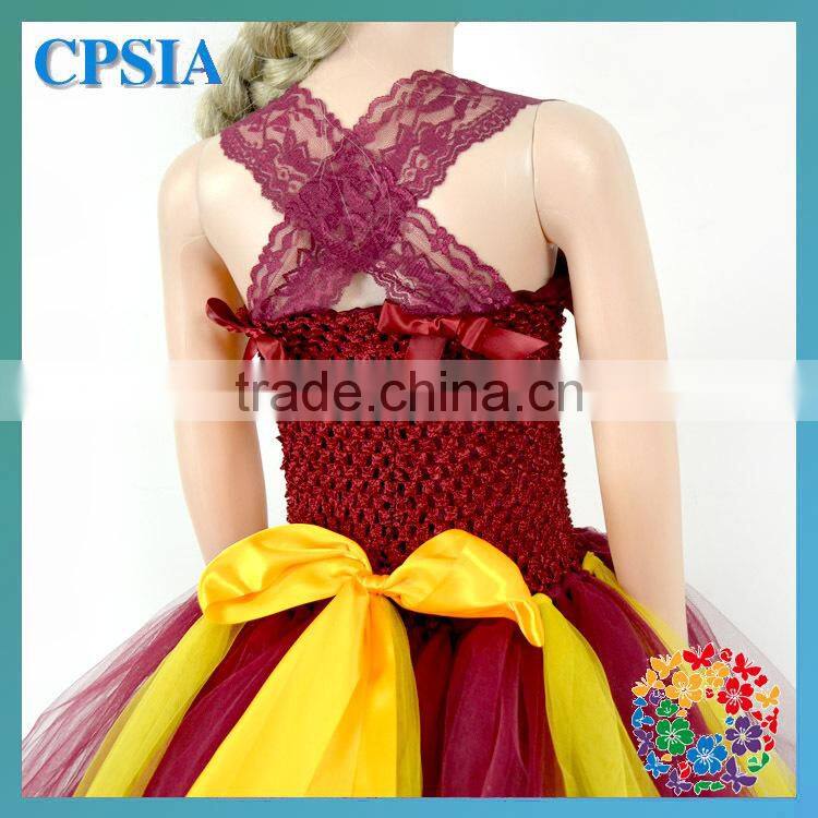 Fancy Formal Scarlet Color Tulle Dresses For Baby Girls Wedding Dress Birthday Tutu Dress For Baby Girl with Crochet Top