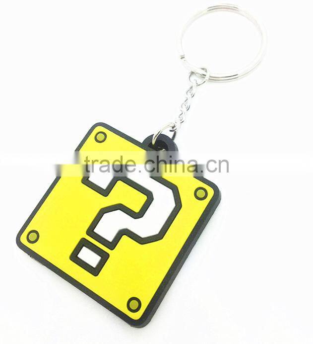 Factory supply square shape custome silicone rubber keychains