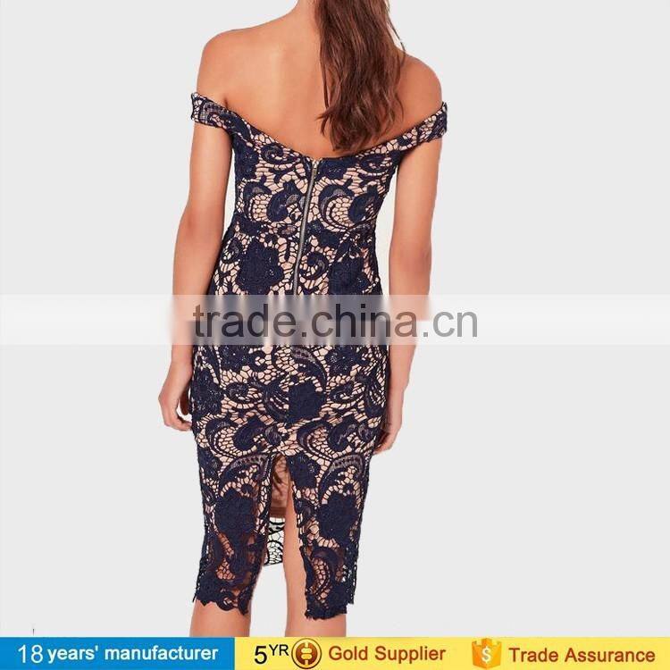 Latest vintage embroidered lace dress designs photos retro fit flare knee length cocktail women dresses 2017 evening party