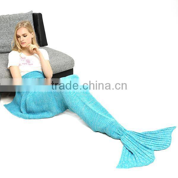 Factory Supplier knitted wool handmade mermaid blanket