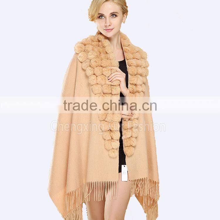 CX-B-P-68K Hot Winter Women's Thick Warm Fur Pashmina Cashmere Stole Scarves Shawl Wraps