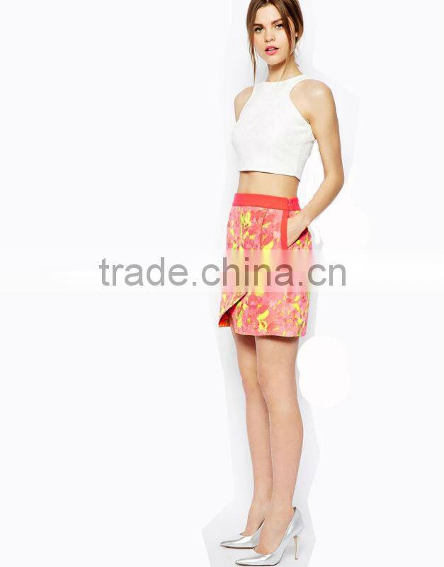 Floral Jaquard Fashion Wrap Skirt Slim Hip Mini Short Knitted Elastic Skirts Pattern