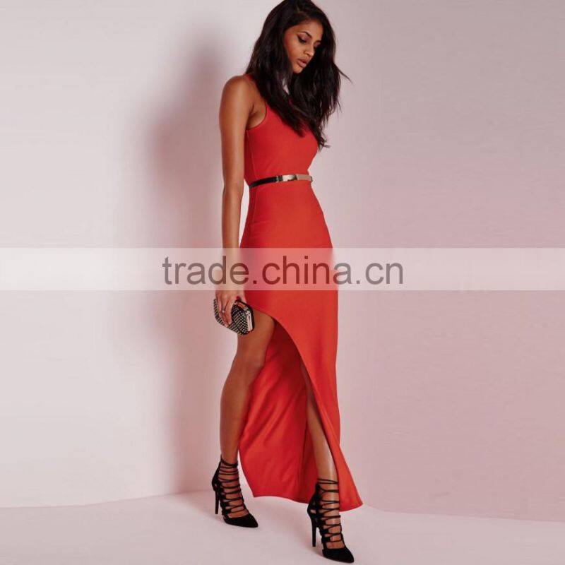 2016 evening party long red plain frog cocktail dress