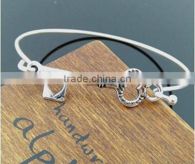 Unique design key charm cuff bangle custom diy own key bangle bracelet for couple bangle