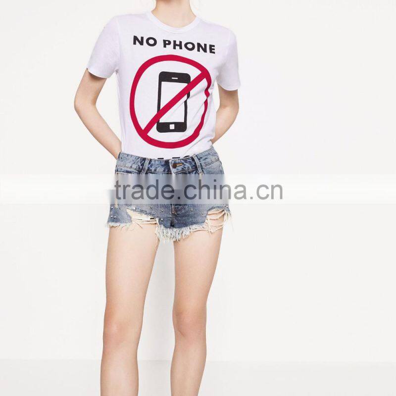 2016 custom fashion rivet ripped apparel young girl summer sexy women jeans shorts short pants half pants cotton girls