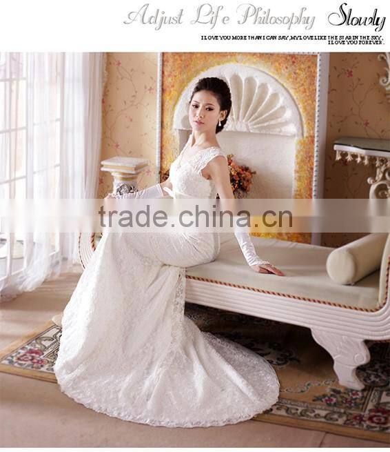 Guangzhou mermaid wedding dresses with lace and bead back fishtail