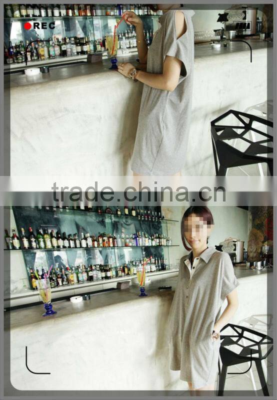 Ladies cotton long loose Dri polo t-shirts 201302