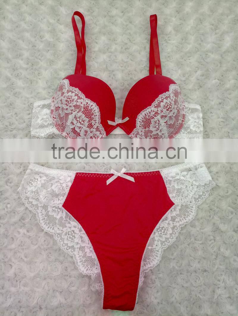 Fashion new design sexy purple and black sexy fancy bra panty set