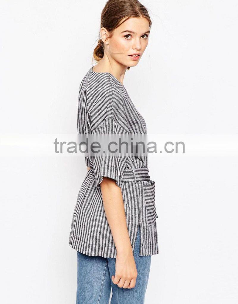 100% Cotton new arrial china wholesale belted T-Shirt women custom t shirt