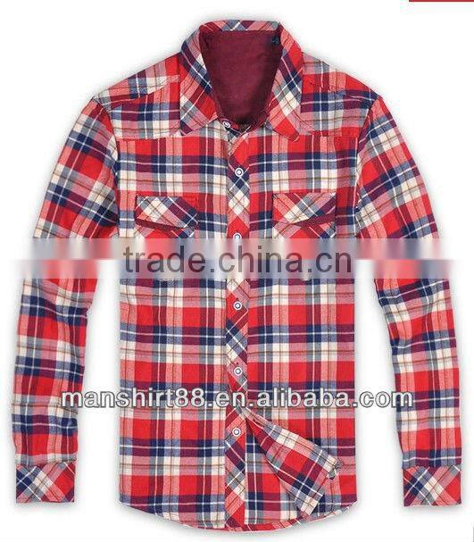 Latest design fancy 100%Cotton Single velvet Checked thickening Shirt for men with spread collar S,M,L,XL,XXL