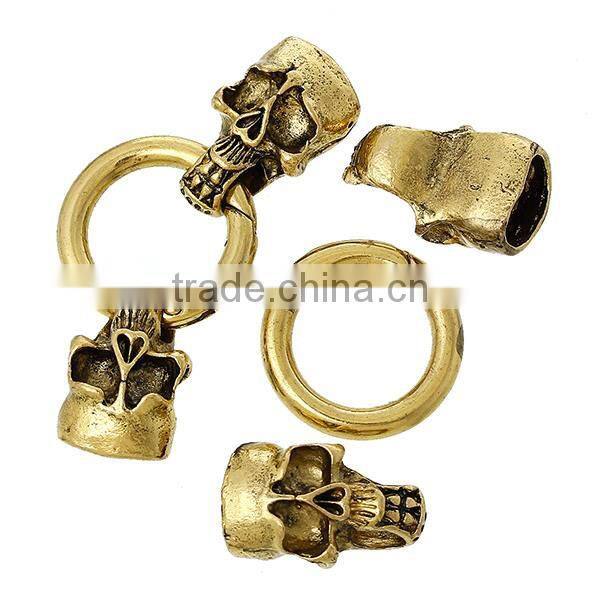 Hook Clasps For Leather Bracelet Skull Halloween Gold Tone 5.8cm x 25.0mm