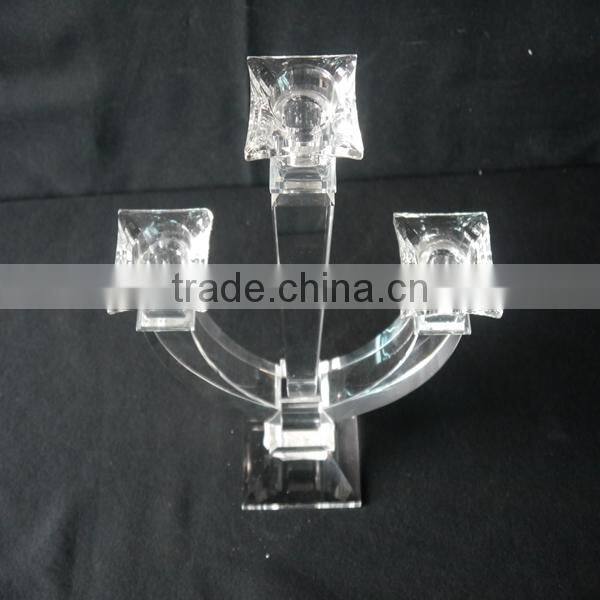 New Antique K9 Crystal Candle Holder,Cheap 3Tips Crystal Candle Holder For Home Decoration