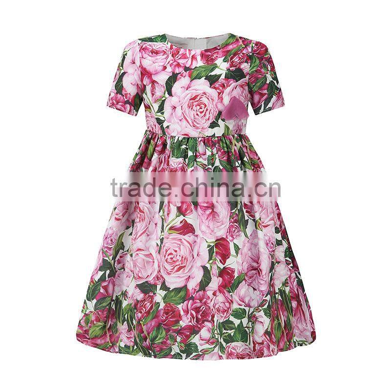 Mom and Daughter Short Dresses Floral Pink Skirt