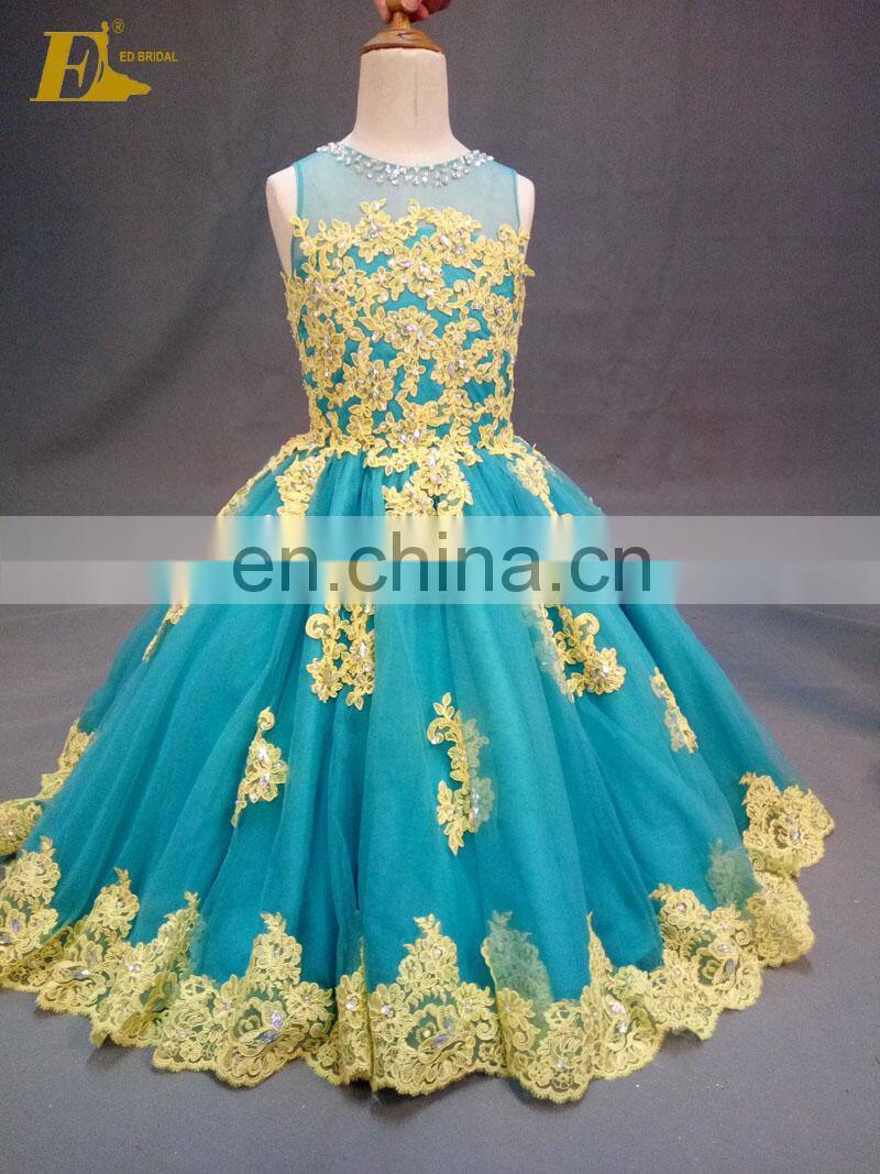 Little Queen Ball Gown Scoop Neckline Lace Colorful Choice Flower Girl Dress For 3-5 Year Old
