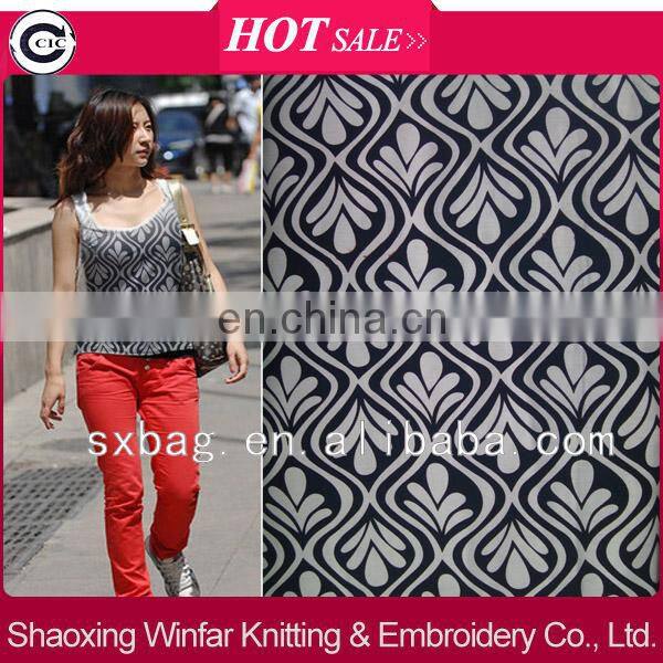 single jersey spandex knitting wholesale printed spun rayon fabric for garment