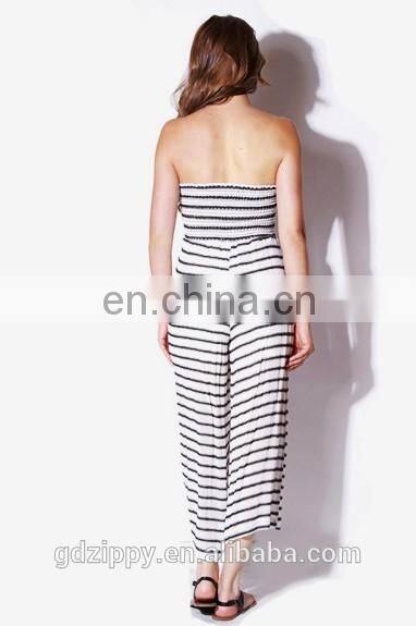 2015 New Summer Strapless Striped Knitted Woman Jumpsuit