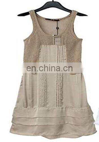 Lady's Woven/Knit Joint Linen Dress