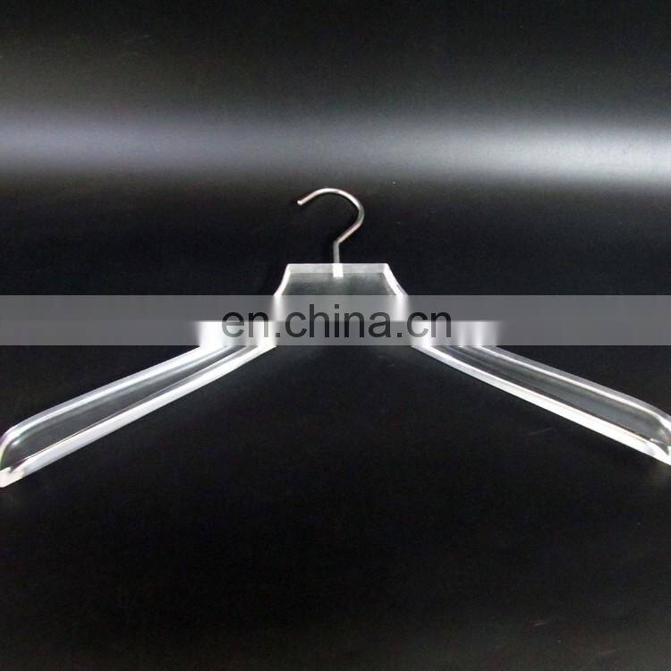 Custon plexiglass acrylic plastic transparent high profile vintage clothing store hotel display hanger hotel