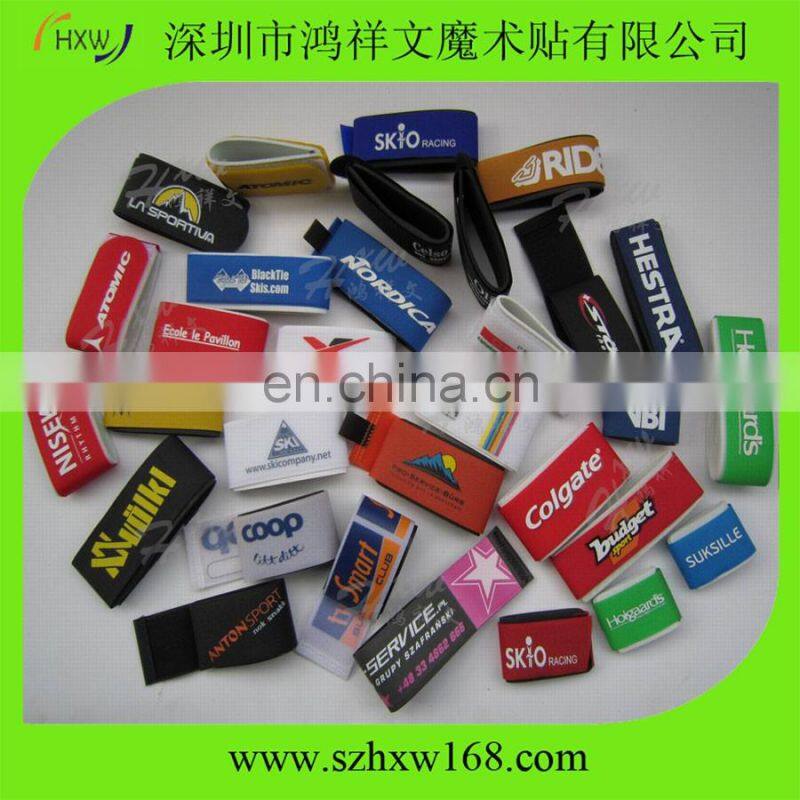 Black custme logo loop tape ski sleeves for cross country ski sports