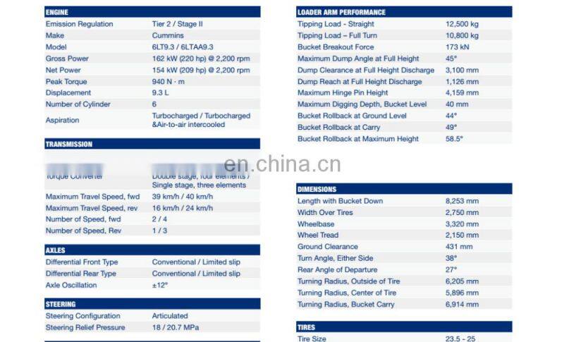 3 m3 Bucket Capacity 5000kg Liugong Wheel Loader CLG856H
