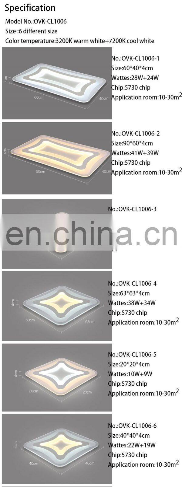 new products Rectangle 72W ceiling lights for living room