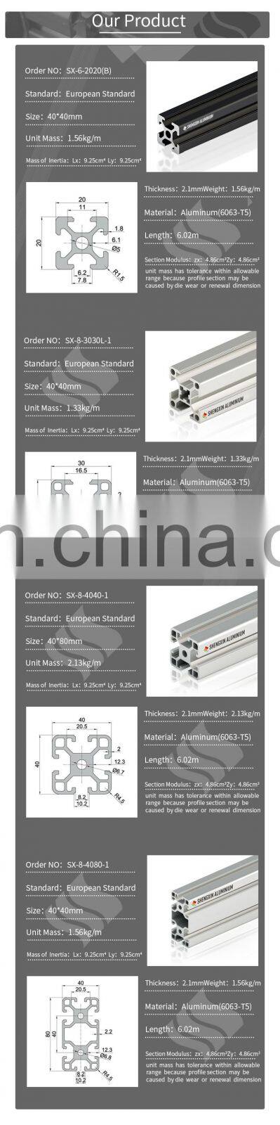 SHENGXIN t slot 2020 extrusion aluminium profile industrial