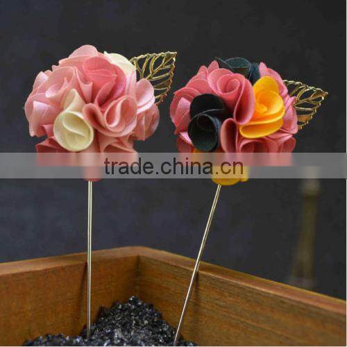 Men Suit Floral Lapel Pin of Brooches Fabric Floral Men Wedding Brooch Bouquet