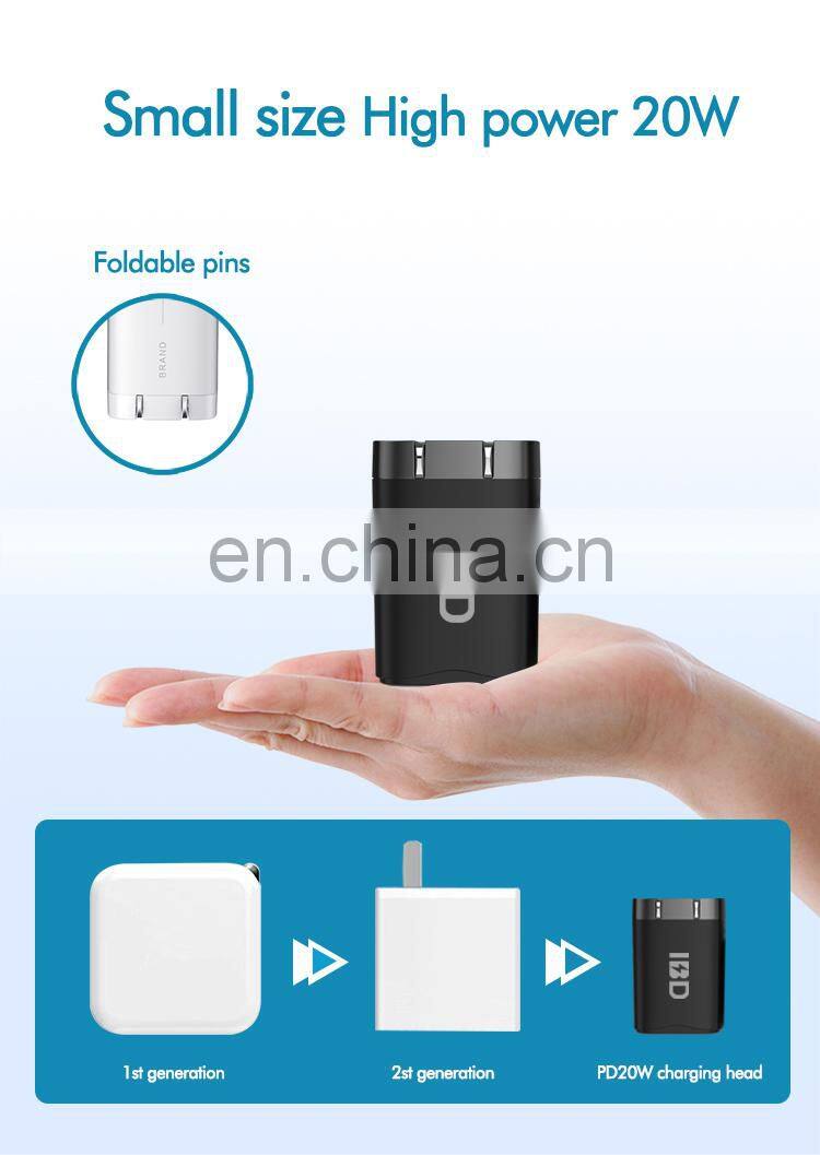 2021 Portable Mobile Phone Fast Charging Adapter Mini USB-C PD20W Charger For iPhone 12 PD 20W charger