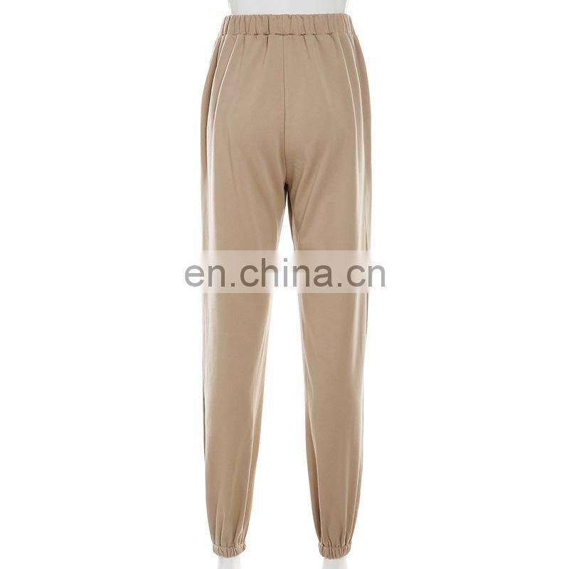 Europe and the United States 2021 foreign trade hot style women's clothing new trend basic earth color casual trousers trousers