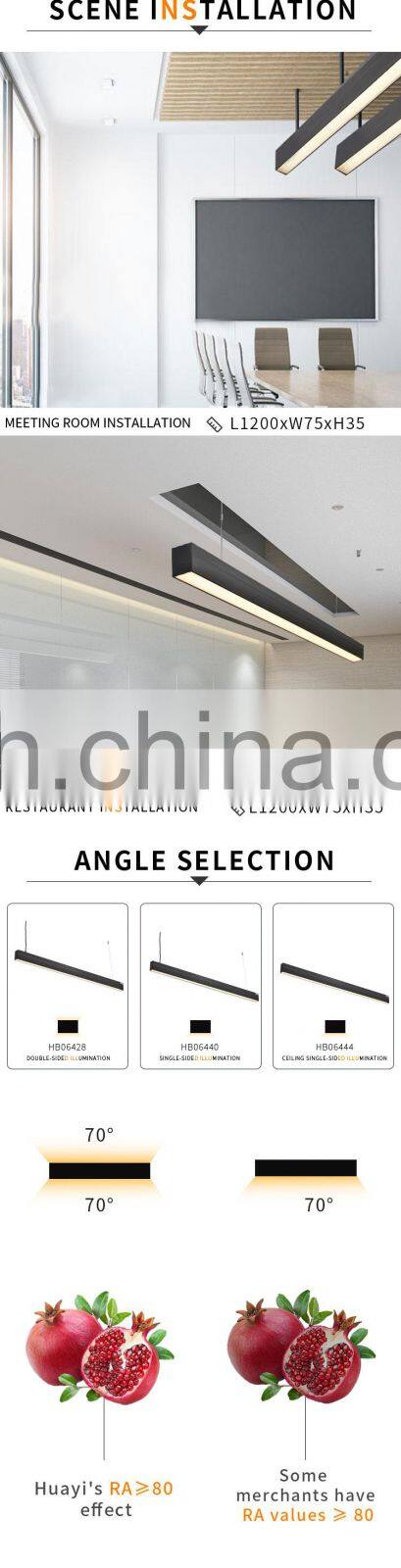 HUAYI High Quality Office Light 20w 30w 36w 50w Recessed Led Linear Light Trunking System Linear Supermarket Pendant Light