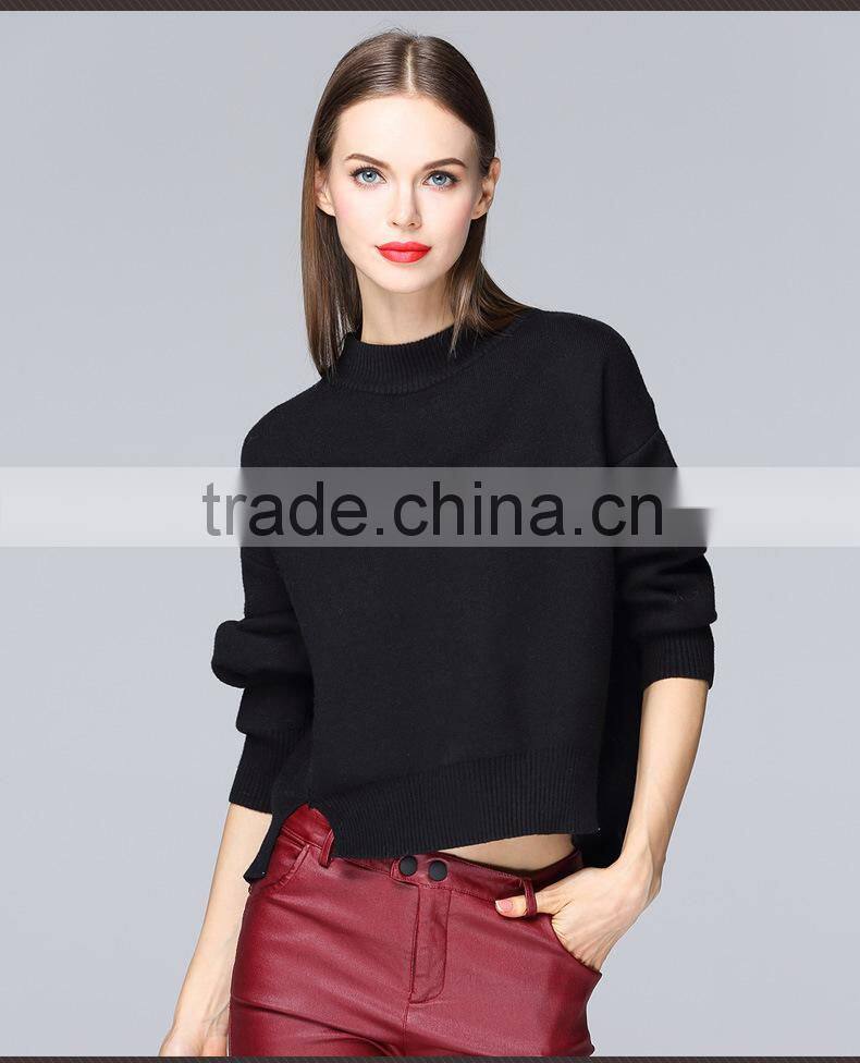 Korea design long sleeve pullover wool sweater design for girls