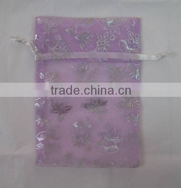 3"*8" Gold draswtring printed gift pouch with silk-screen printed for Christmas,party,holiday,everyday packing