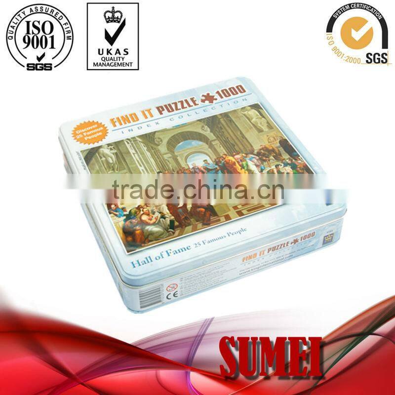 Square tin puzzle box