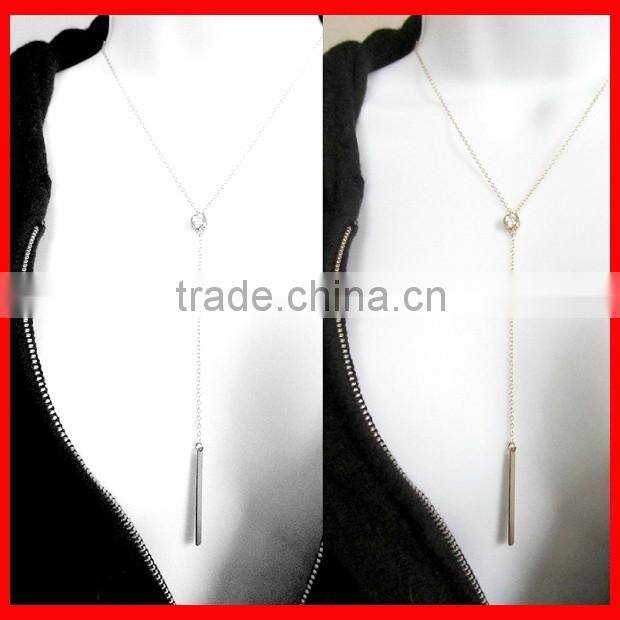 2016 various colors gemstone long chain leaf charm pendant Silver Y necklace