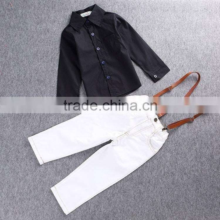 Foreign Trade Children Wholesale F 1737 Spring Autumn New Style Boy Straps Child Suit Shirt+Straps +Pants 3pcs Sets
