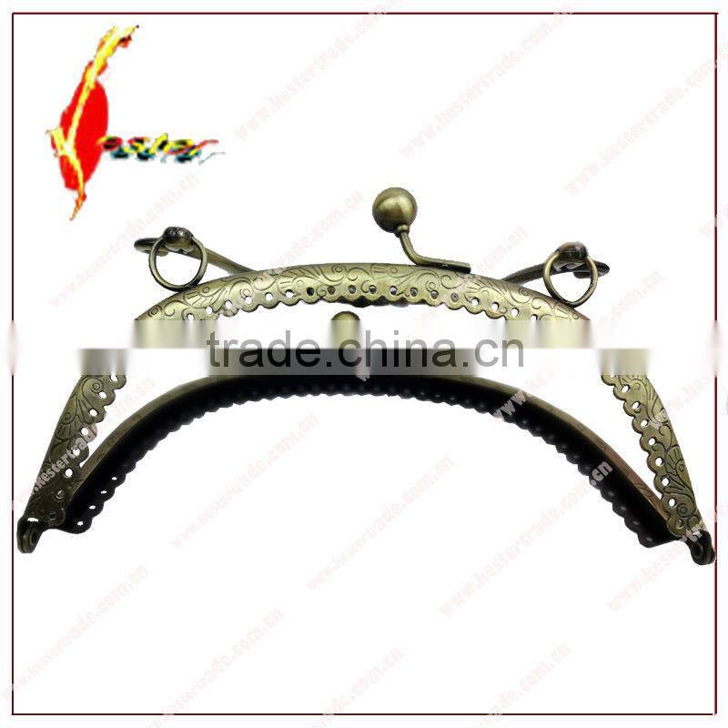 fashion 19cm kiss lock sewing metal purse frame with handle