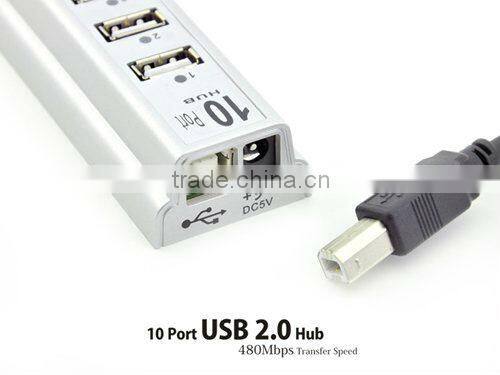 Multi-functional USB 2.0 high speed 10 ports hub