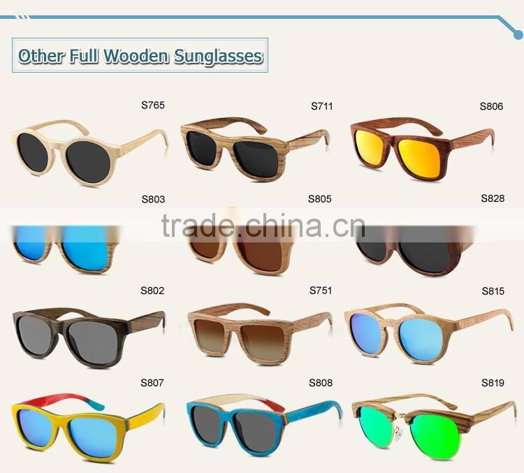 Fashion accessory skateboard wooden sunglasses with plastic frame