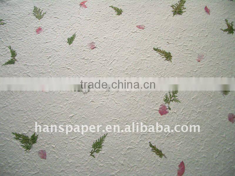 handmade mulberry paper with petals & leaves