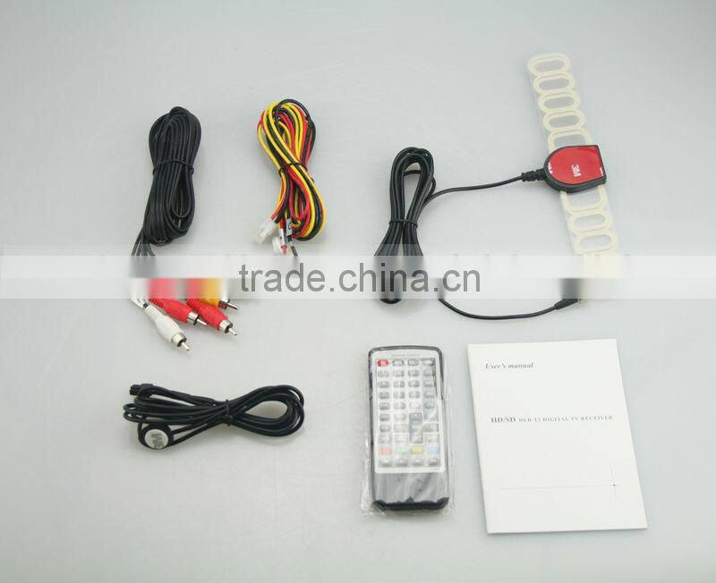 Tope rate DVB-T T2 digital car tv tuner with AV output