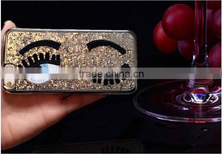 Shiny big eyes flash pink eyelashes phone case for iphone 6