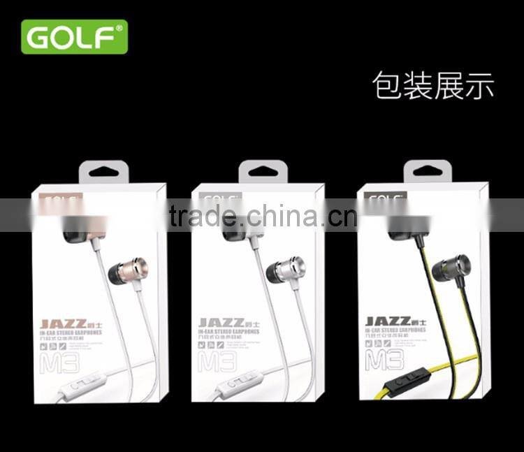 GOLF M3 Jazz Series Audio 3.5mm HD Stereo 120CM In-Ear Earphones Handsfree Stereo Earphone For iPhone/Samsung TB-0379