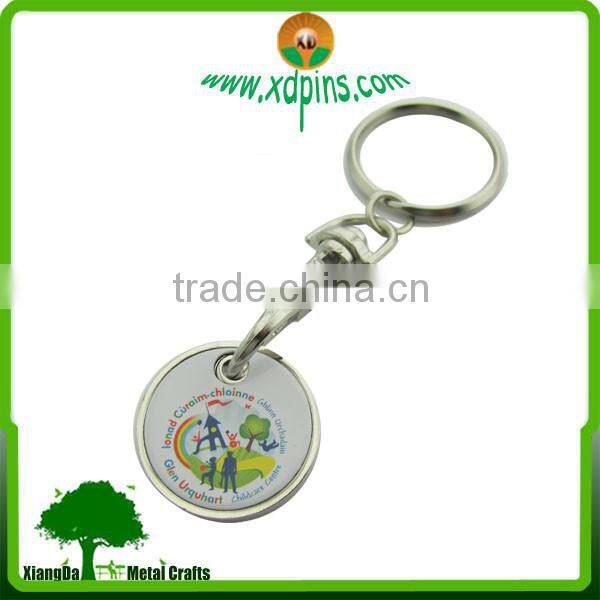metal brand name keychain/ custom iron coin keychain