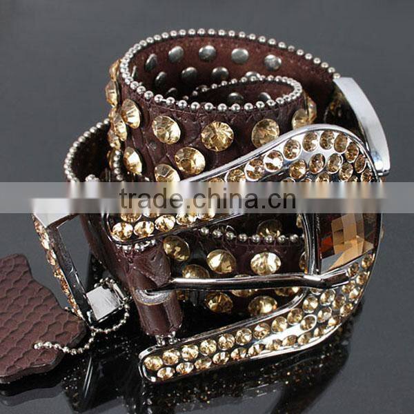 Big Crystal Leather Fashion Belt
