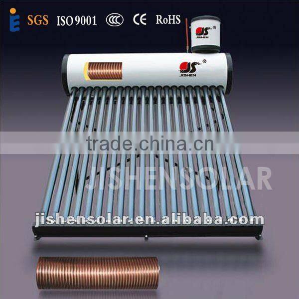 Top popular galvanized steel copper coil solar water heater with vacuum tubes